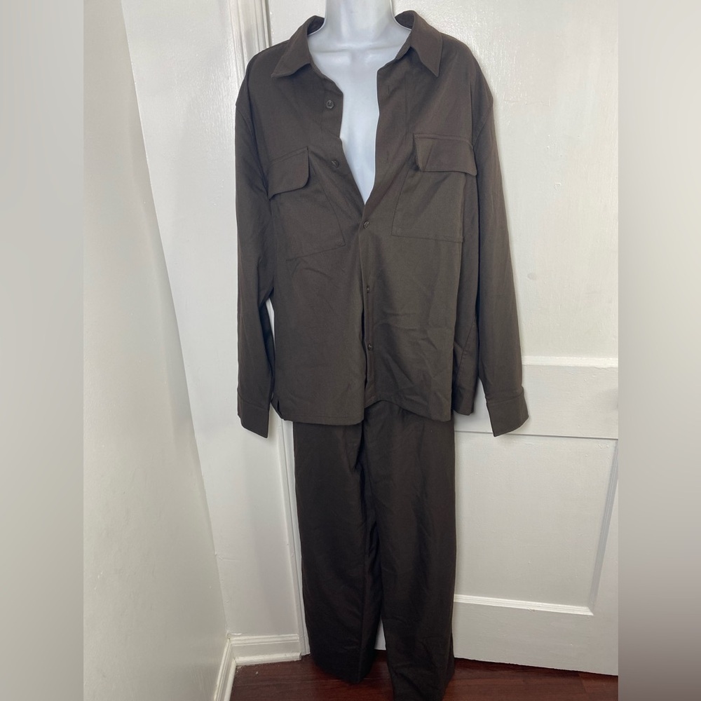 Madewell NWT Men's Brown Button-Up Jacket Shirt and Pants Matching Set